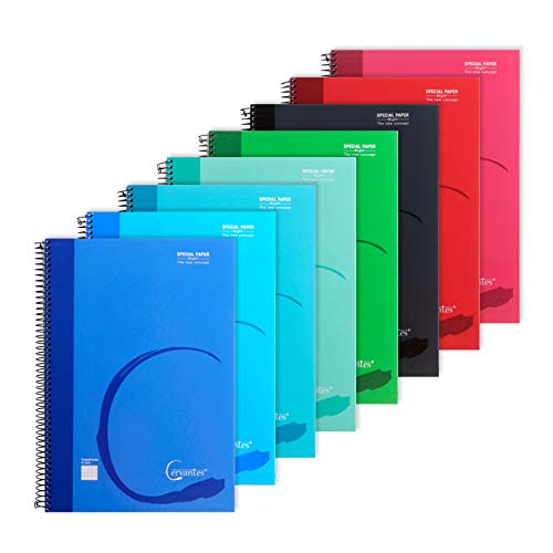 MP - Cuadernos con Cuadricula en Espiral, Tapa Dura, Unido en Espiral, 80 Hojas, Paquete de 8 Libretas 310x215 mm