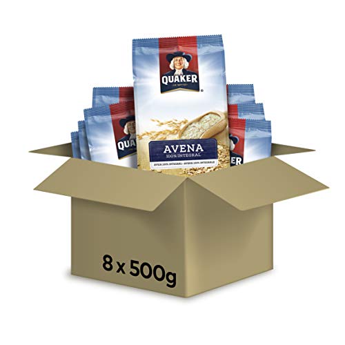 Quaker - PepsiCo Copos de Avena 100% Integral - Paquete de 8 x 500 gr - Total: 4 kg