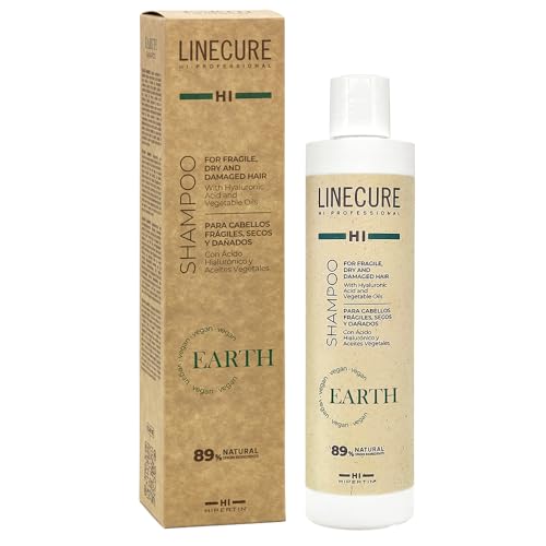 Hipertin - Champú Linecure vegano, sin siliconas, sin sulfatos, sin parabenos - Earth Shampoo para cabellos dañados, secos y frágiles - 300ml