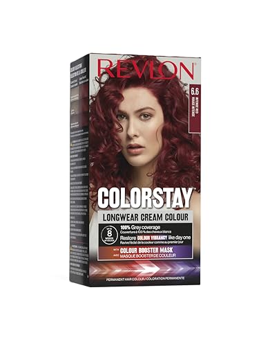 Revlon Colorstay Tinte Pelo Mujer, Coloración Permanente de larga duración, Incluye mascarilla potenciadora del color, Hasta 8 semanas de color, Tono 6.6 Rojo Intenso