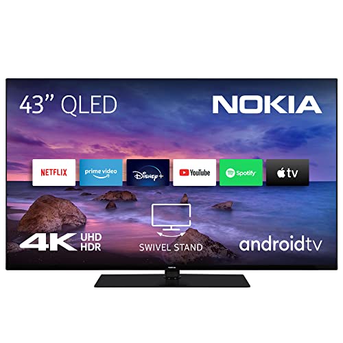 Nokia 43 Pulgadas (108 cm) QLED 4K UHD Televisor Smart Android TV (Dolby Vision, HDR10, DVB-C/S2/T2, Netflix, Prime Video, Disney) - QN43GV315I - 2023