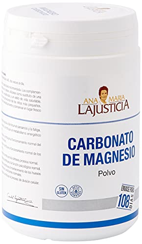 Ana Maria Lajusticia - Carbonato de magnesio – 130 gr. Disminuye el cansancio y la fatiga, mejora el funcionamiento del sistema nervioso. Apto para veganos. Envase para 108 días de tratamiento.
