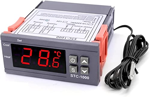 ReptilHábitat - STC1000 Controlador de Temperatura STC 1000 termostato con sonda NTC 220v Digital incubadora terrario (Sin cablear)