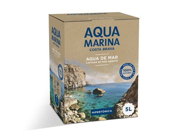 AQUAMARINA Costa Brava - Bag In Box Hipertònica - Agua de mar Hipertónica. Microfiltrada y sin aditivos. Contiene más de 75 minerales y oligoelementos. Da Sabor y remineraliza. (5 litros Hipertónica)
