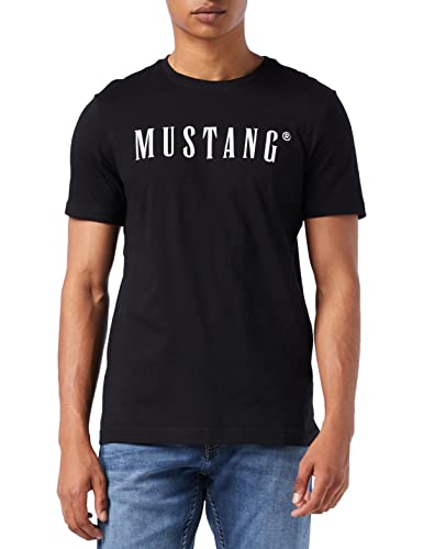 Mustang Hombre Alex C Logo Tee 1013221 Camiseta, Negro, L