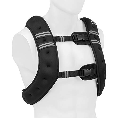 CAPITAL SPORTS X-Vest chaleco lastrado, peso: 10 kg, material: neopreno/nylon, chaleco peso entrenamiento, relleno: bolas de acero, chaleco de peso, 2 correas de pecho, negro