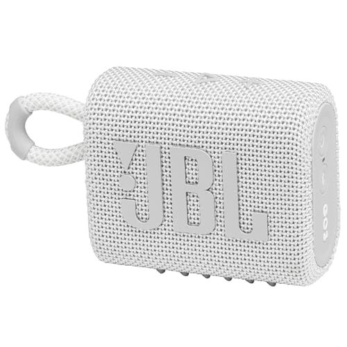 Aduoke JBL Go 3: Portable Speaker with Bluetooth, Built-in Battery, Waterproof and Dustproof Feature - White