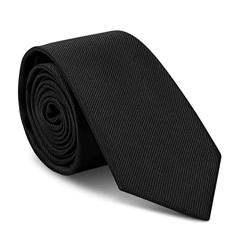URAQT Corbatas de Hombre, 6cm Corbata de Color Solido Clásico, 1200 Agujas Tejido Fino a Mano, Accesorios Ropa para Business Fiesta Oficina Boda Regalo (Negro)