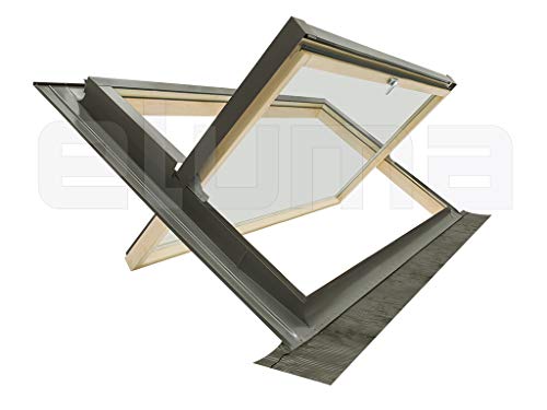 Ventana para tejado (completa) modelo COMFORT BILICO/Certificada y altamente aislante/Made in italy/Vidrio antigranizo + Vidrio de seguridad/Aluminio y Madera (94x55 Base x Altura)