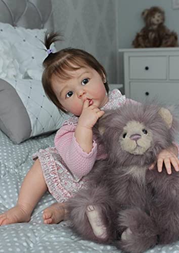 Pinky Reborn Muñecas de bebé recién nacidas realistas de 24 pulgadas con peso, accesorios de juguete, regalo para niños a partir de 3 años