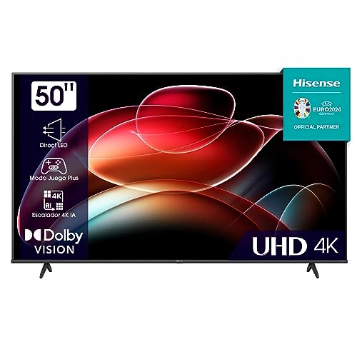 Hisense 50A6K UHD 4K VIDAA Smart TV, 50 Pulgadas Televisor, Dolby Vision, Modo juego Plus, DTS Virtual X, control por voz televisor (2023)