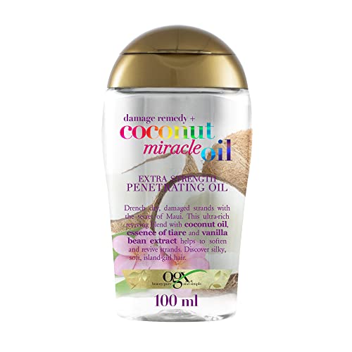 OGX Miracle Oil, Aceite de Coco Penetrante para Cabellos Dañados , Reparador y Extra Fuerte , 100 ml