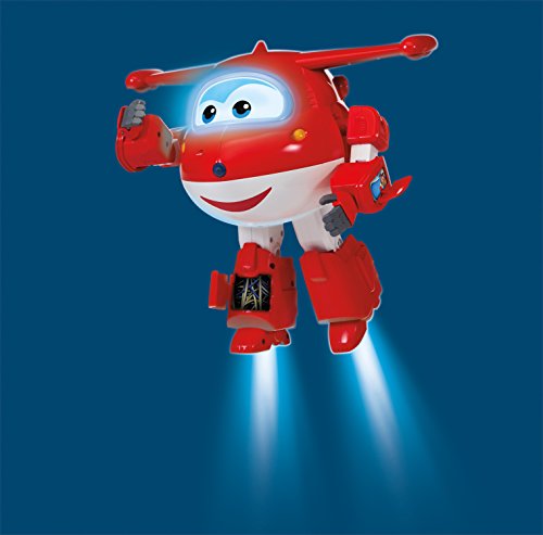 Super Wings- Robot Ready Talking Jett| Figura interactiva | Frases, Luces, Sonidos | 9.5 Pulgadas de Alto