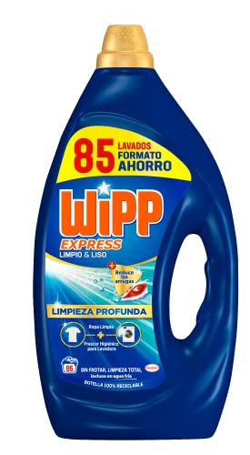 Wipp Express Detergente Líquido Limpio y Liso para lavadora (85 lavados), detergente líquido para lavadora para una limpieza profunda, jabón para ropa, versión antigua