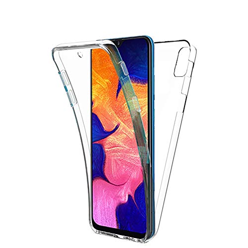 COPHONE - Funda para Samsung Galaxy A10 100%Transparente 360 Grados Protección Completa Delantera Suave de silicona+ Trasera rígida. Funda táctil 360 Grados antigolpes para Galaxy A10