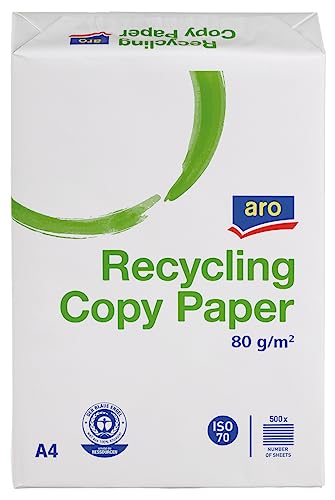 aro Papel reciclado para impresora, DIN A4, 80 g/m², ISO 70, 2500 hojas (5 x 500), gris