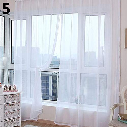 Steellwingsf Cortinas transparentes de color sólido, cortina de tul de gasa para puerta y ventana, panel de cortina transparente para sala de estar, dormitorio y cocina, color blanco