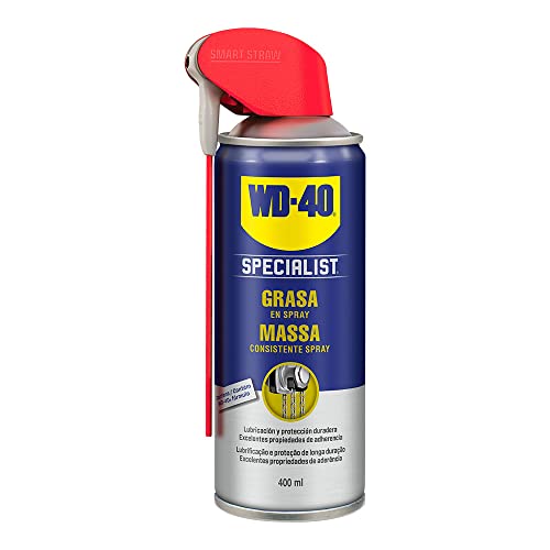 WD-40, Grasa En Spray de WD-40 Specialist, Fórmula anti goteo de larga duración grasa para lubricar mecanismos con propiedades de adhesión, 400 ml