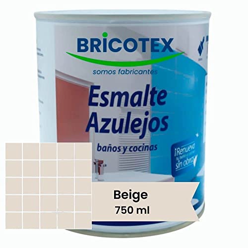Genérico Pintura para Azulejos de Cocina y baño, con acabado satinado, nueva carta de colores Bricotex, fácil aplicación y elevada resistencia (750ml, Beige)