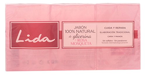 Lida Jabón 100% Natural de Glicerina y Rosa Mosqueta - 3 Unidades