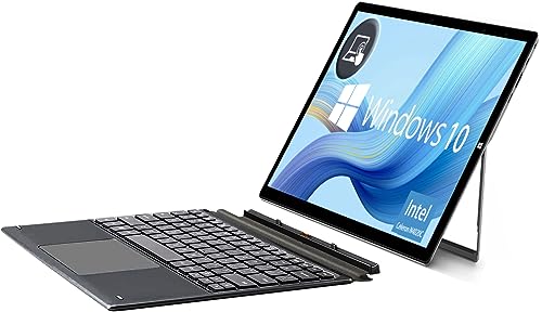 Tableta Windows con extraíble teclado, 11,6 pulgadas tablet Windows 11 Intel J4125 procesador 2 en 1, ordenador portátil con pantalla táctil de 6 GB + 128 GB, Dual 2.4 y 5G WiFi, 5000 mAh batería