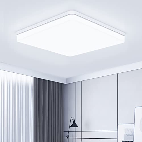 Philonext Plafón LED Techo 48W, Lámpara de Techo Cuadrada LED Luz blanca fria 6500K, 5000LM Plafones LED cuadrado para cocina, dormitorio, balcón, pasillo, comedor