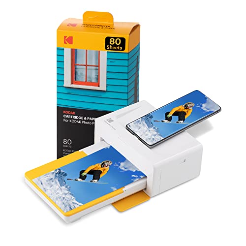Kodak PD460 Dock Plus, Impresora Fotos movil 10X15Cm, con 90 Hojas para Fotos, Impresora Bluetooth, Cable USB-C Y Lightning, Impresora para Móvil Portátil Smartphone, iOS Y Android