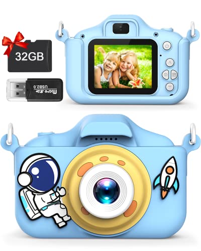 Camara Fotos Infantil, Cámara Digital para Niños, 1080P 2,0 Pulgadas Camara Fotos Infantil con una Tarjeta SD de 32GB, Regalos Ideales para Niños Niñas de 3-10 Años (Blue)