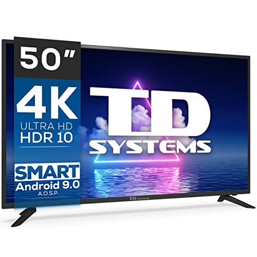 Smart TV 50 Pulgadas 4K HDR10 - Televisores 3 años de garantía, Android, 3x HDMI, 2x USB - TD Systems K50DLG12US