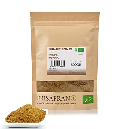 FRISAFRAN - Panela pulverizada Ecológica | Alto contenido en nutrientes | Sutituto del azucar refinada | Origen Colombia - 500Gr