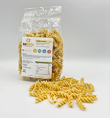 Fusilli Espirales Keto Low Carbon Pasta Corta SOKETO con carbohidratos bajos para dieta cetogénica (250 gr)