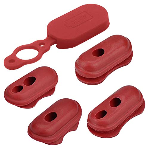 OcioDual 5 Piezas Tapones de Goma Blanda en Color Rojo, Compatible con Patín Eléctrico Xiaomi M365