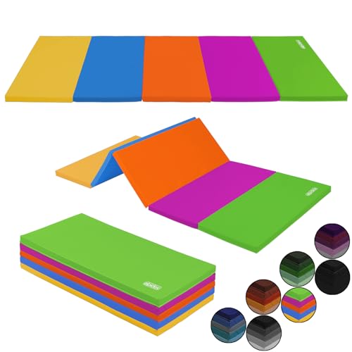 ALPIDEX Esterilla de gimnasia 185 x 78 x 3,2 cm plegable colchoneta de ejercicio suave de suelo deportiva para el hogar niños adultos, Color:multicolor