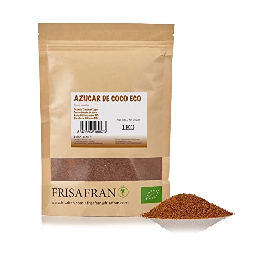 FRISAFRAN - Azucar de coco Ecológica | Alto contenido en calcio| Sutituto del azucar refinada | Origen Indonesia - 1Kg