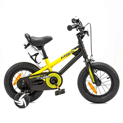 NB Parts - Bicicleta infantil para niños y niñas, BMX, a partir de 3 años, 12 pulgadas / 16 pulgadas, color amarillo opaco, tamaño 12