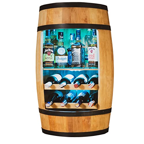 Botellero CREATIVE COOPER - gabinete de vino mini bar - gabinete de alcohol con LED - barril de vino - barra de barril - barra de barril - gabinete de bar - 80 cm - muebles de barril (roble)