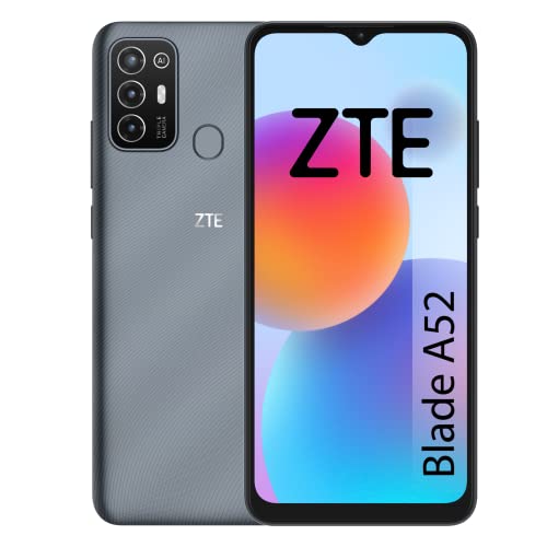 ZTE Blade A52 - Smartphone 6,52' HD+, 2GB RAM, 64GB Almacenamiento, Batería de 5000 mAh, Lector de huellas, Triple cámara 13MP, Gris