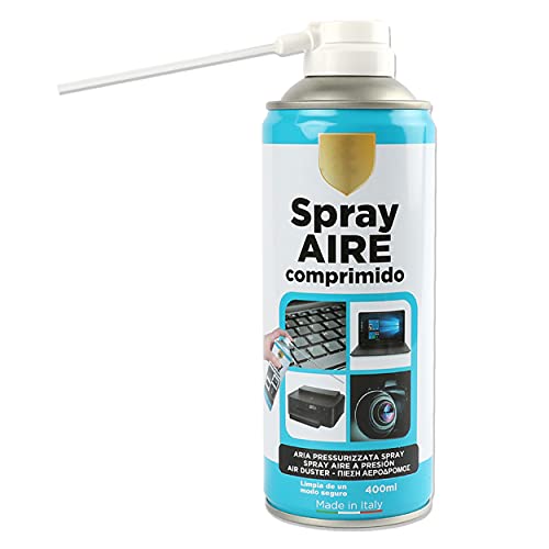 Spray Aire Comprimido 400ml para la Limpieza Ideal para Teclados, Ordenadores Impresoras y otros Equipos Eléctricos Eliminación de Polvo