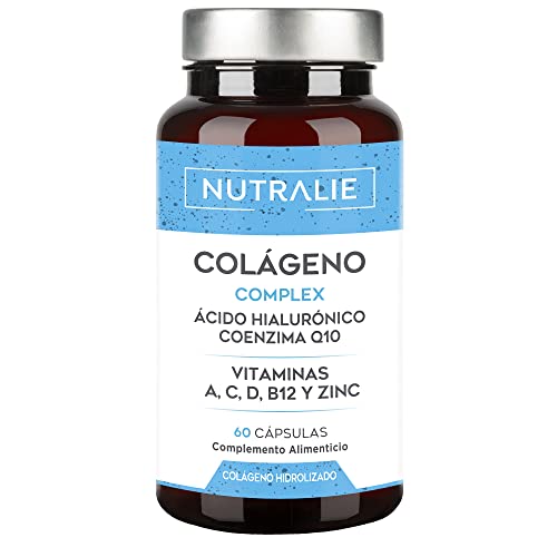 Colágeno + Ácido Hialurónico + Coenzima Q10 + Vitaminas A, C, D y B12 + Zinc | Articulaciones Fuertes, Piel Tersa y Energía | Colágeno Hidrolizado Alta Concentración | 60 cápsulas Nutralie