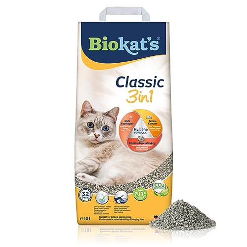 Biokat's Classic 3in1 sin fragancia - Arena aglomerante para gatos con 3 tamaños diferentes de grano - 1 saco (1 x 10 l)