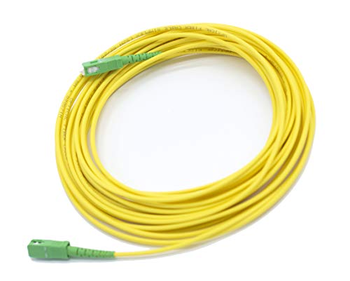 PRENDELUZ Cable Fibra Óptica Universal Amarillo - SC/APC a SC/APC monomodo simplex 9/125, Compatible con Orange, Movistar, Vodafone, Jazztel y todos los demás. 10 metros