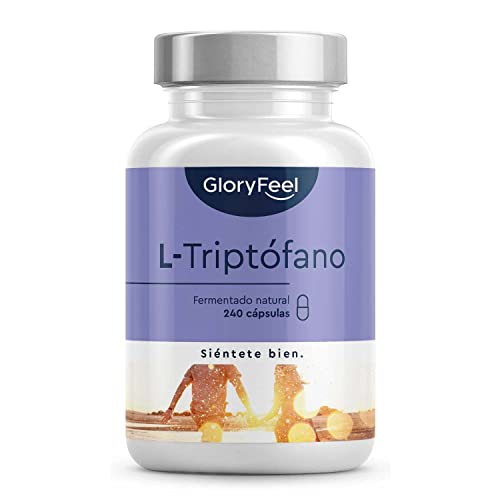 L-Triptófano 500mg - 240 Cápsulas veganas para 8 meses - Estrés - Insomnio - Probado en laboratorio - Triptófano puro de la fermentación natural sin aditivos - Alta dosificación
