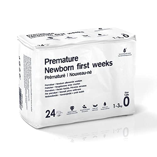 Freelife Pañales prematuros para recién nacidos (1-3 kg) (1 paquete de 24)