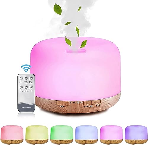 Decdeal - 500ml Humidificador Ultrasónico de Aire con Mando a Distancia, Lámpara Difusora de Aromas Aceite Esencial Aromaterapia Mist Maker