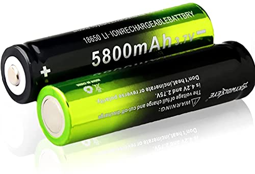 1￵8￵6￵5￵0 Pilas Recargables, 3.7V 5800mAh 1￵8￵6￵5￵0 Batería 1￵8￵6￵5￵0 de Litio Batería Gran Capacidad 1￵8￵6￵5￵0 Li-Ion Bateria para Linternas LED, Linterna Frontal, Dispositivos Electrónicos (2Pcs)