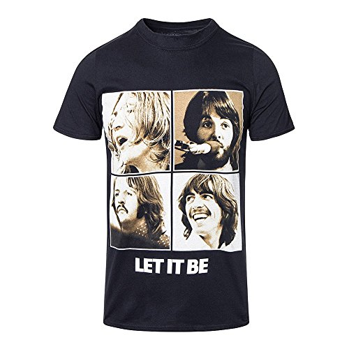 Unbekannt Let It Be Sepia Camiseta, Schwarz/Schwarz, L para Hombre