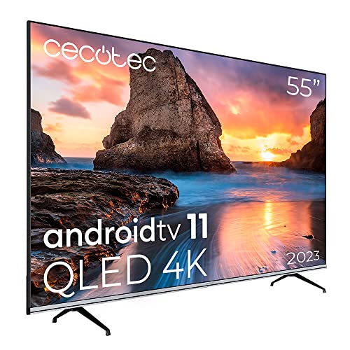 Cecotec Smart TV de 55' TV V1 Series VQU10055. Televisores QLED, Resolución 4K UHD, Sistema Operativo Android 11, Diseño Frameless, MEMC, Dolby Vision y Dolby Atmos, Wide Color Gamut