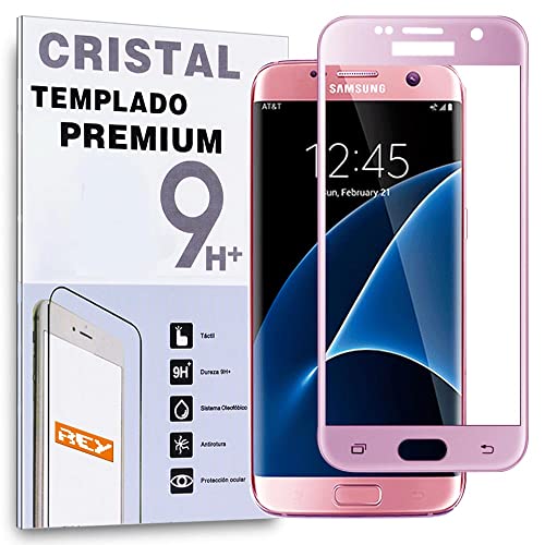 Protector de Pantalla Curvo para Samsung Galaxy S7 Edge, Rosa, Cristal Vidrio Templado Premium, 3D / 4D / 5D