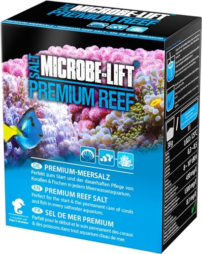 MICROBE-LIFT Premium Reef Salt - Sal Marina Apta para acuarios de Agua Salada, Ideal para el Cuidado de corales y Peces, White