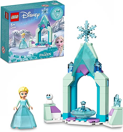 LEGO 43199 Disney Frozen Patio del Castillo de Elsa, Frozen Juguetes de Construcción, Juego de Princesas, Mini Muñeca y Vestido de Diamante